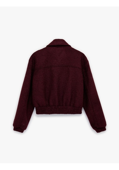 Koton Uzun Kollu Fermuarlı Cepli Tüvit Bomber Ceket Bordo 6sak50045pw Bordo