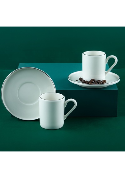 Aryıldız Hazel Platin 4 Parça 2 Kişilik Türk Kahve Fincan Takımı 90 Ml Çok Renkli