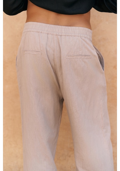 Mai Collection Mai Studios Co. Fyfaha Bol Paça Erkek Vizon Keten Pantolon VİZON