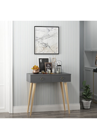 Dekorosso Arden Ahşap Ayaklı Modern Dekoratif Dresuar Antrasit 72 Antrasit