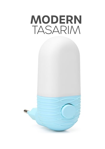 Gece Lambası Elips Tip 2 Mod Sarı-beyaz Işık Tuşlu Koridor Hol Işığı Uyuma Işığı Mavi K7064