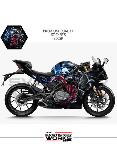 Cfmoto 250sr Sticker Kaplama Venom Motor Kaplama Modeli Hazır Kit Siyah