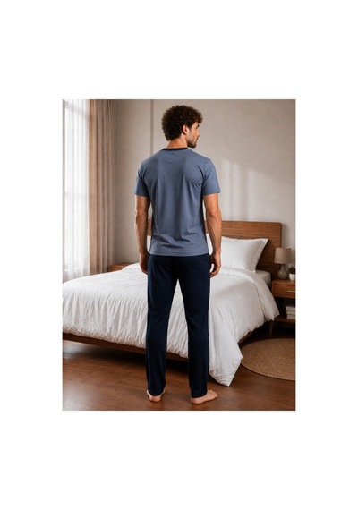 Pijamask Erkek Gri Düğmeli Yaka Pamuklu Uzun Pantolonlu Pijama Takımı Lacivert Alt Rahat Ev Giyim Lacivert Pijamask Erkek Gri Düğmeli Yaka Pamuklu Uzun Pantolonlu Pijama Takımı Lacivert Alt Rahat Ev Giyim Lacivert