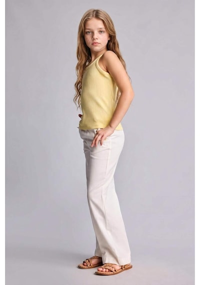 Defacto Straıght Fıt Geniş Paça Gabardin Pantolon Kız Çocuk H2977a826smer105 Ekru-er105