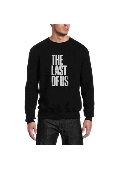 The Last Of Us Eskitme Yazlı Baskılı Siyah Erkek Sweatshirt (528826081)