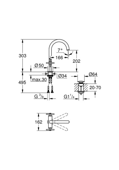 Grohe Lavabo Bataryası Atrio L-Boyut - 21144AL0 Siyah