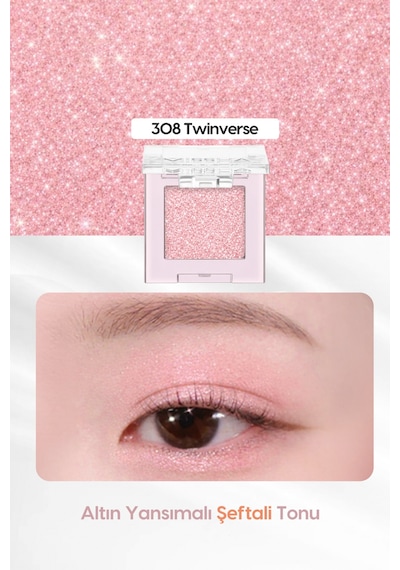 Kalıcı, Topaklanma Yapmayan, Simli Tekli Far Mıssha Modern Shadow Glitter 308 Twinverse