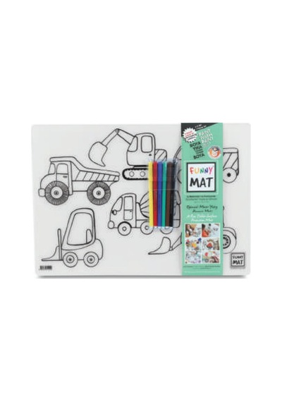 Funny Mat - İş Makineleri Ve Taşıtlar 6'lı Kalem Hediyeli 30 X 40 Cm