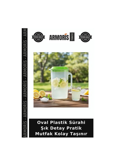 Oval Plastik Sürahi Şık Detay Pratik Mutfak Kolay Taşınır