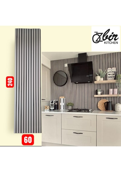 Yeni Gri Akustik Duvar Paneli 60x240 Ahşap Duvar Paneli 1