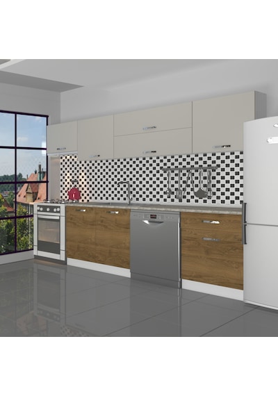 Decoraktiv Elite 280y Mdf Hazır Mutfak Dolabı - Tezgah Dahil - Pera - Kumtaşı Çok Renkli Decoraktiv Elite 280y Mdf Hazır Mutfak Dolabı - Tezgah Dahil - Pera - Kumtaşı Çok Renkli