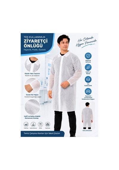 Ziyaretçi Önlüğü M-l 50 Adet Tela Kumaş Cırtlı