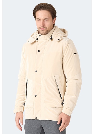Slazenger Grım Erkek Çıkarılabilir Kapişonlu Bej Mont & Kaban Bej