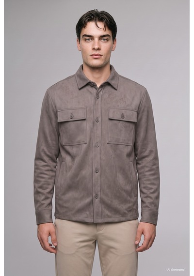 Defacto Regular Fit Polo Yaka Cepli Süet Gömlek Ceket A5110ax26wnkh466 Haki-kh466