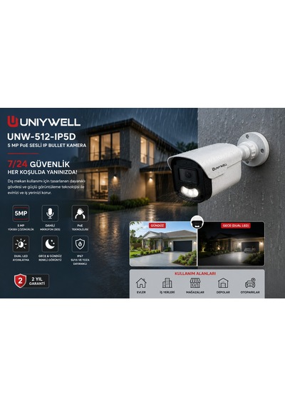 Unıywell Unw-512-ıp5d 5 Mp Poe Sesli İp Bullet Kamera