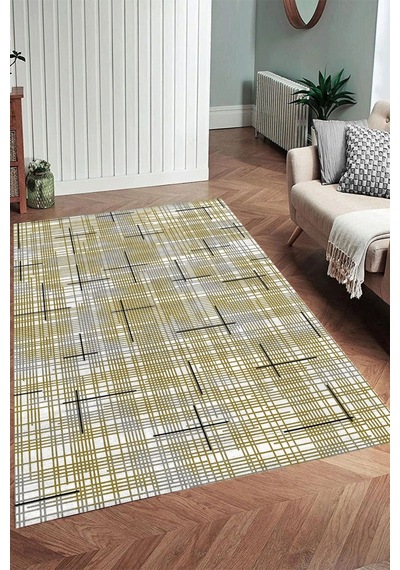 Rovigo Home Dijital Baskı Yıkanabilir Kaymaz Taban Salon Halısı Ve Yolluk Rv041-fnl305 Sarı