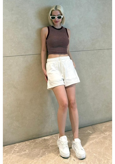 Madmext Beyaz Basic Kadın Şort Mg2511 Beyaz