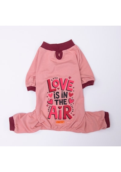 Pembe Love Air Pijama Orta Ve Büyük Irk Köpek Pijaması - Köpek Tulumu - Köpek Kıyafeti 15 Kg-45 Kg