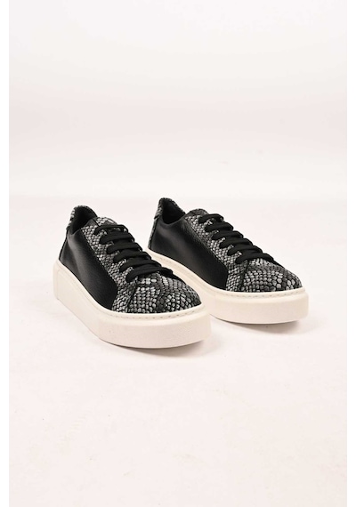 Bestello Bağcıklı Poli Taban Hakiki Deri Sneaker 101-5022-09-26k Kadın Ayakkabı Siyah