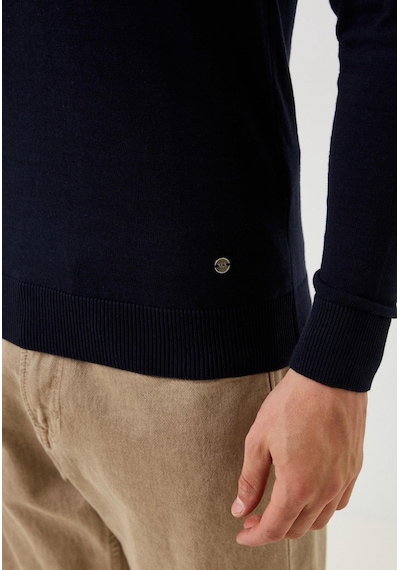 Erkek Tam Balıkçı Boğazlı Triko Lacivert Slim Fit Pamuklu Sık Örme Kazak Ncs Jeans 3003 Lacivert