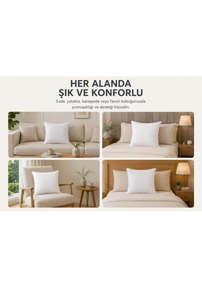 %100 Doğal Kaz Tüyü Kırlent İç Yastığı 50x50 Cm 900 Gr Dekoratif Kırlent Dolgusu Diğer