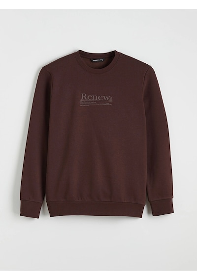 LC Waikiki Lcwaıkıkı Classic Kahverengi Bisiklet Yaka Baskılı Erkek Kalın Sweatshirt Dark Brown LC Waikiki Lcwaıkıkı Classic Kahverengi Bisiklet Yaka Baskılı Erkek Kalın Sweatshirt Dark Brown
