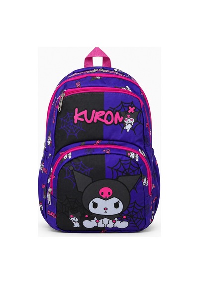 Miço Kids Kuromi Baskılı Çocuk Sırt Çantası Çok Bölmeli Mor