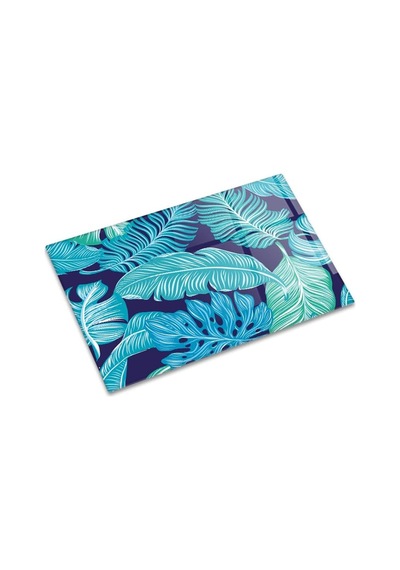 Decorita 10011501055 Mavi Tropik Yapraklar Cam Kesme Tahtası, 20cm X 30cm Diğer