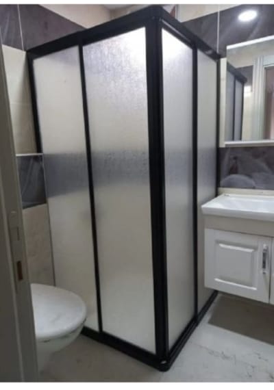 90 90 Siyah Profilli Köşe Mika Duşakabin Siyah