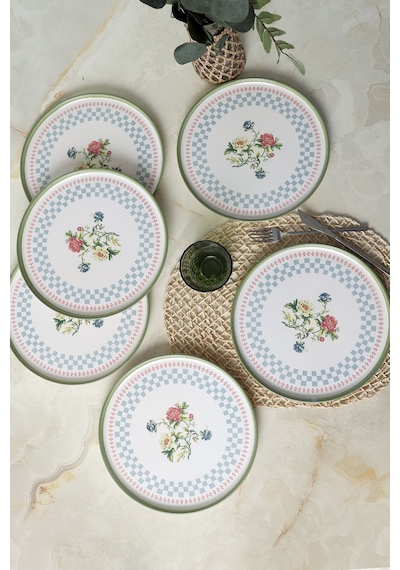Keramika Rose Line Nordic Servis Tabağı 28 Cm 6 Adet 22911 Çok Renkli