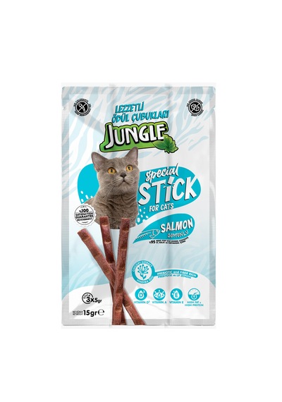 Jungle Somon Balıklı Kediler İçin Ödül Çubuğu Mama 3 x 5 G