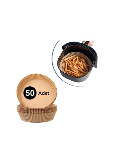 50 Adet Air Fryer Pişirme Kağıdı Tek Kullanımlık Hava Fritöz Yağ Geçirmez Yapışmaz Tabak Model Bx40