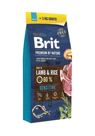 Brit Premium By Nature Sensitive Kuzu Etli Ve Pirinçli Yetişkin Köpek Maması 15 Kg + 3 Kg Hediyeli