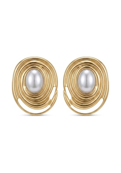 Altın Ve Gümüş Kaplama Oval Tasarım Modern Küpe Altın - 875009282 Altın