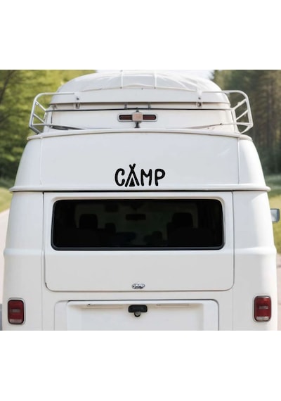 Kamp Yazılı Sticker - 4x4 Off Road Pickup Sticker - Araba Oto Motosiklet Karavan Cam Sticker - 02165 10x5 Cm