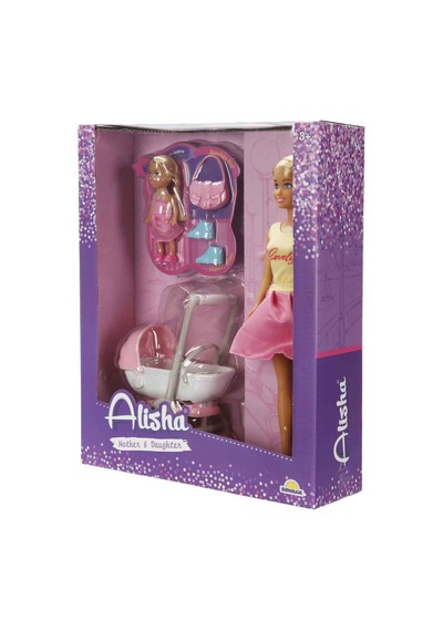 Alisha Anne Ve Kız Mutlu Gezinti Oyun Seti Elbiseli Alisha Bebek Ve Bebek Arabalı Puset