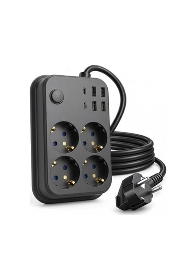 4'lü Priz Çoklayıcı, 4 Usb Girişli, 16a 4000w Kapasite İle Uzatma Kablosu