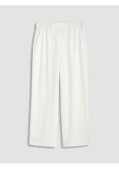 Lcwaıkıkı Classic Beyaz Beli Lastikli Geniş Paça Kadın Pantolon