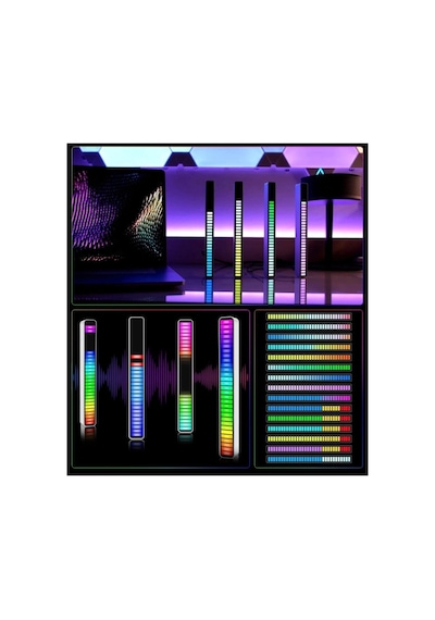 Rgb Ses Kontrol Ritim Işığı 32 Bit Göstergeli Sesle Araba/pc/tv/oda/masaüstü Için Renkli Led Işık