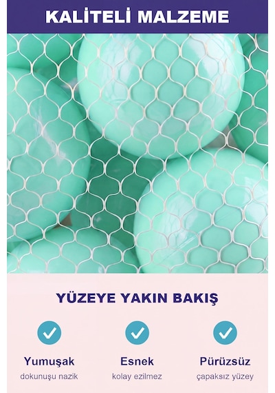 Soft Yeşil Havuz Topu 100 Adet Yumuşak Oyun Havuzu Topları, Filede 1+ Yaş