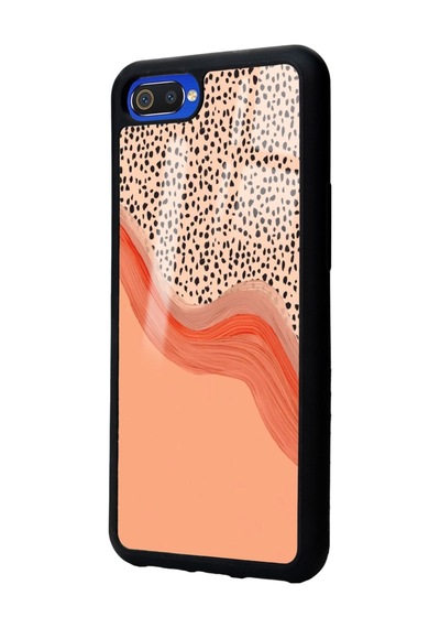Oppo Realme C2 Nude Benekli Tasarımlı Glossy Telefon Kılıfı Siyah
