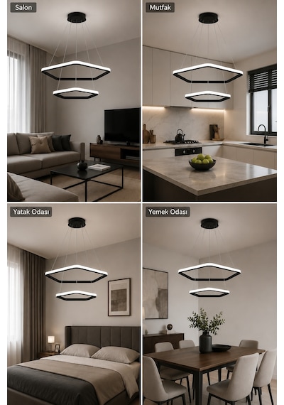 AvizeGO Titan 2'li Led Sarkıt Avize Beyaz Işık Siyah