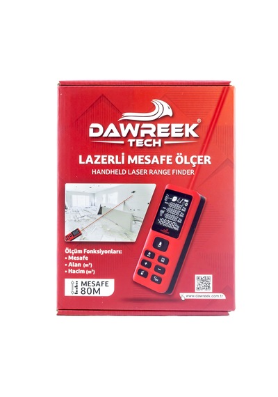 Dawreek Mesafe Ölçer E40 Red 80 Metre Dijital El Tipi Mesafe Ölçüm Cihazı