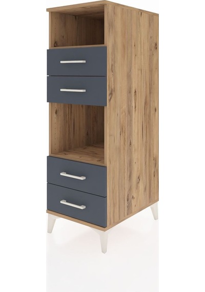 Kronos Dolap 2 Raflı 4 Çekmeceli 44x59x134 Çam-antrasit Atlas Çam