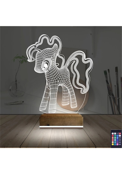 Luvivia Ponny At Çocuk Odası 3d Lamba - Masa Gece Lambası Şeffaf