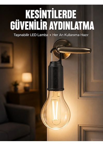 Şarjlı Aydınlatma Ampul Tasarımlı Ambians Işık Askılı Kamp Lambası 14986908