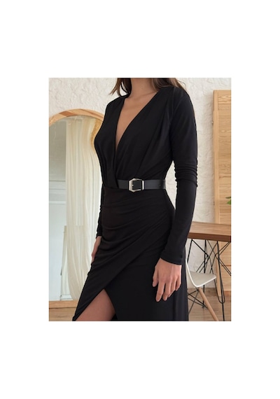 Can Çapar Kadın Abiye Derin Degaje Yaka Likralı Kemer Detaylı Bodycon Maxi Elbise - Abiye & Mezuniyet Elbisesi Siyah Can Çapar Kadın Abiye Derin Degaje Yaka Likralı Kemer Detaylı Bodycon Maxi Elbise - Abiye & Mezuniyet Elbisesi Siyah