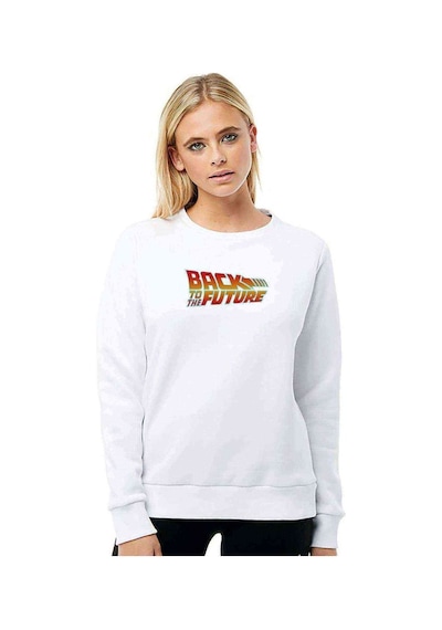 Back Future Gif Baskılı Beyaz Kadın Sweatshirt