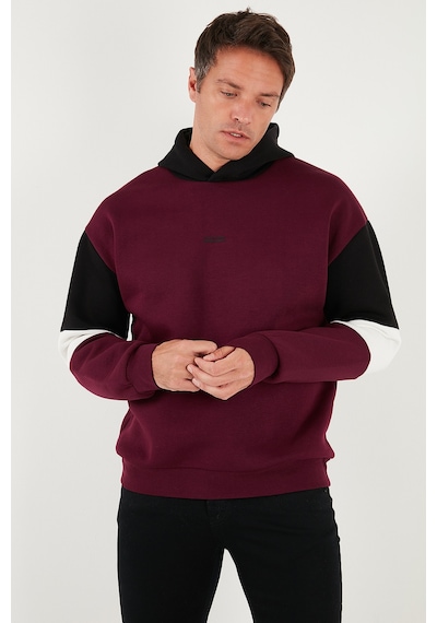 Buratti Pamuklu Relaxed Fit Kapüşonlu Içi Tüylü Yumuşak Şardonlu Erkek Sweat 5905299 Vişne