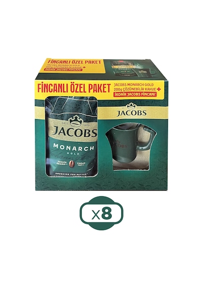 Jacobs Monarch Gold 200 Gr İkonik Jacobs Fincanlı Set X 8 Adet Çözünebilir